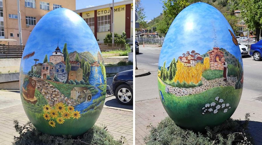 (Фото) Уметнички јајца за Велигден – Саат кула, полиња на жито и луѓе во народна носија