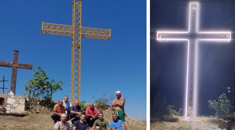 (Фото) Осветлен новопоставениот крст во месноста „Свети Илија“ над Башино село