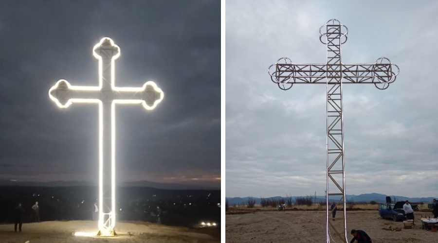 (ВИДЕО) Поставен и осветлен уште еден крст кој ќе го штити македонското небо